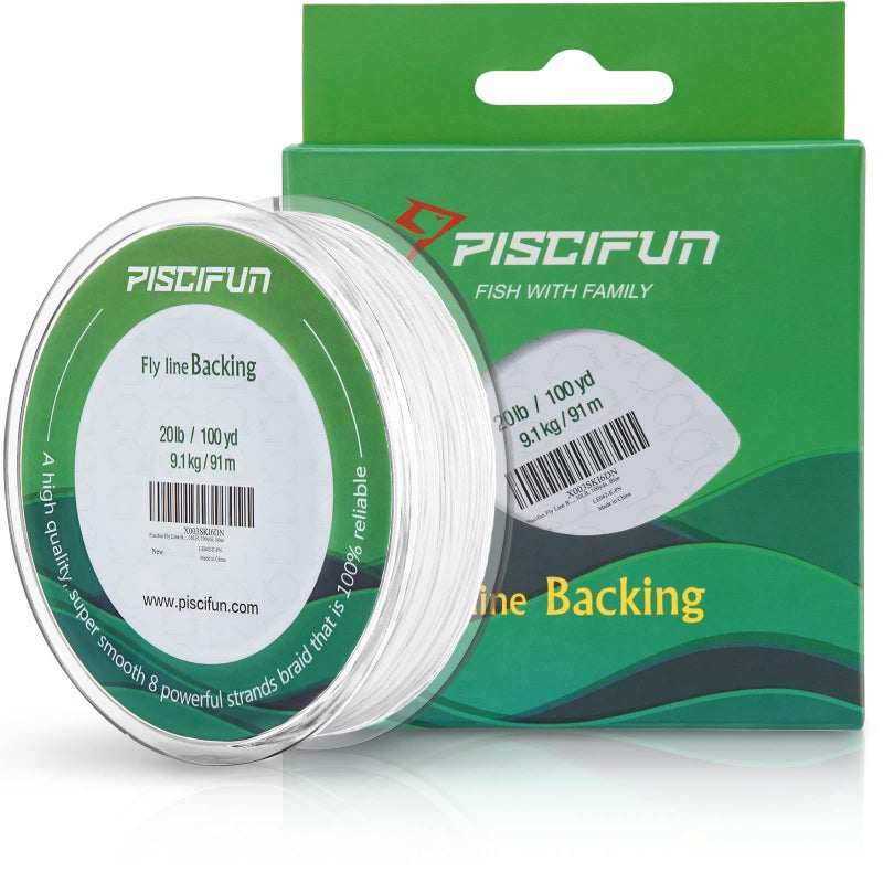 Piscifun خط صيد السمك المضفر Piscifun بوزن 20 رطل و100 ياردة باللون الأبيض - Image 1